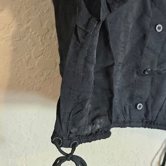 Savage X Fenty Crop Blouse Airy Lightweight Jacquard Drawstring Women's Small - Picture 5 of 9